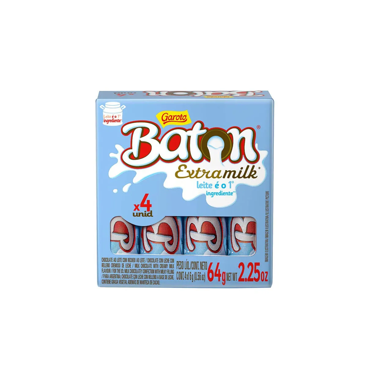 Choc.garoto Baton 64g Extra Milk