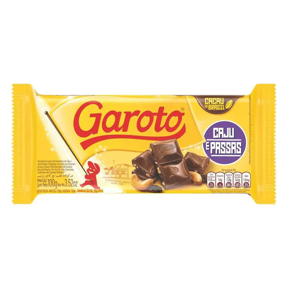 Chocolate.ao Leite Caju Uvas Passa