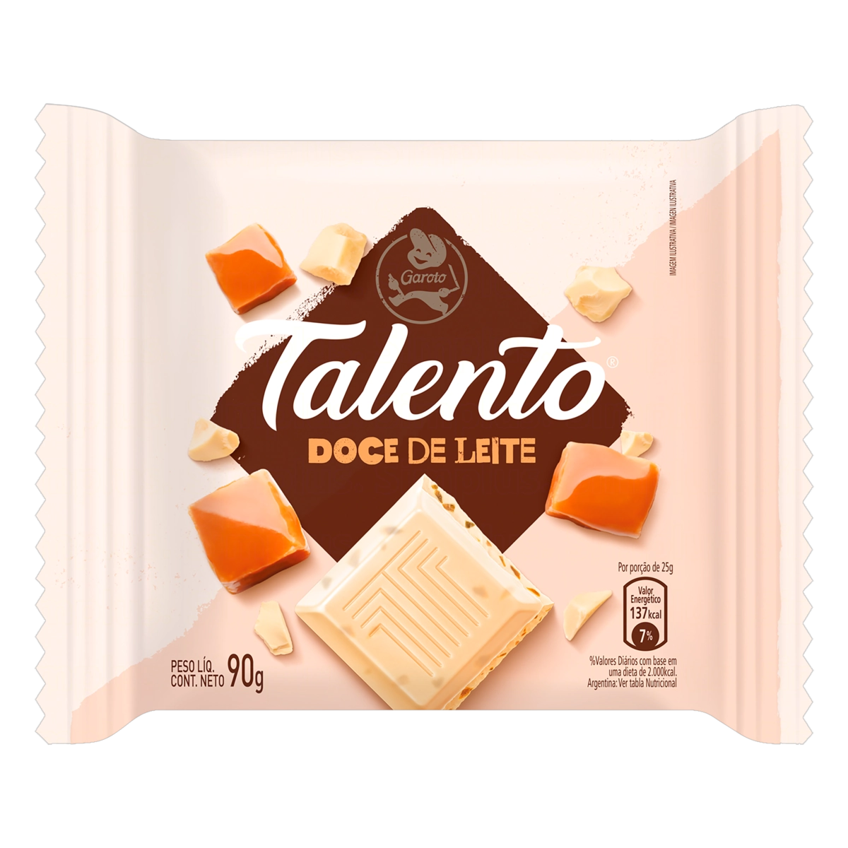 Garoto Talento White Chocolate W/ Caramel Flavored Crunchy Candy Pieces 3.17 Oz Pack Of 12 | Chocola