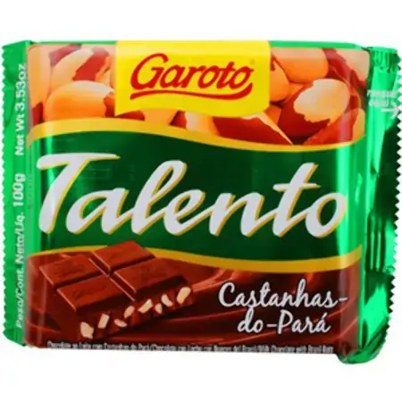 Chocolate Talento Ao Leite Com Castanhas Do Pará 12unidade X
