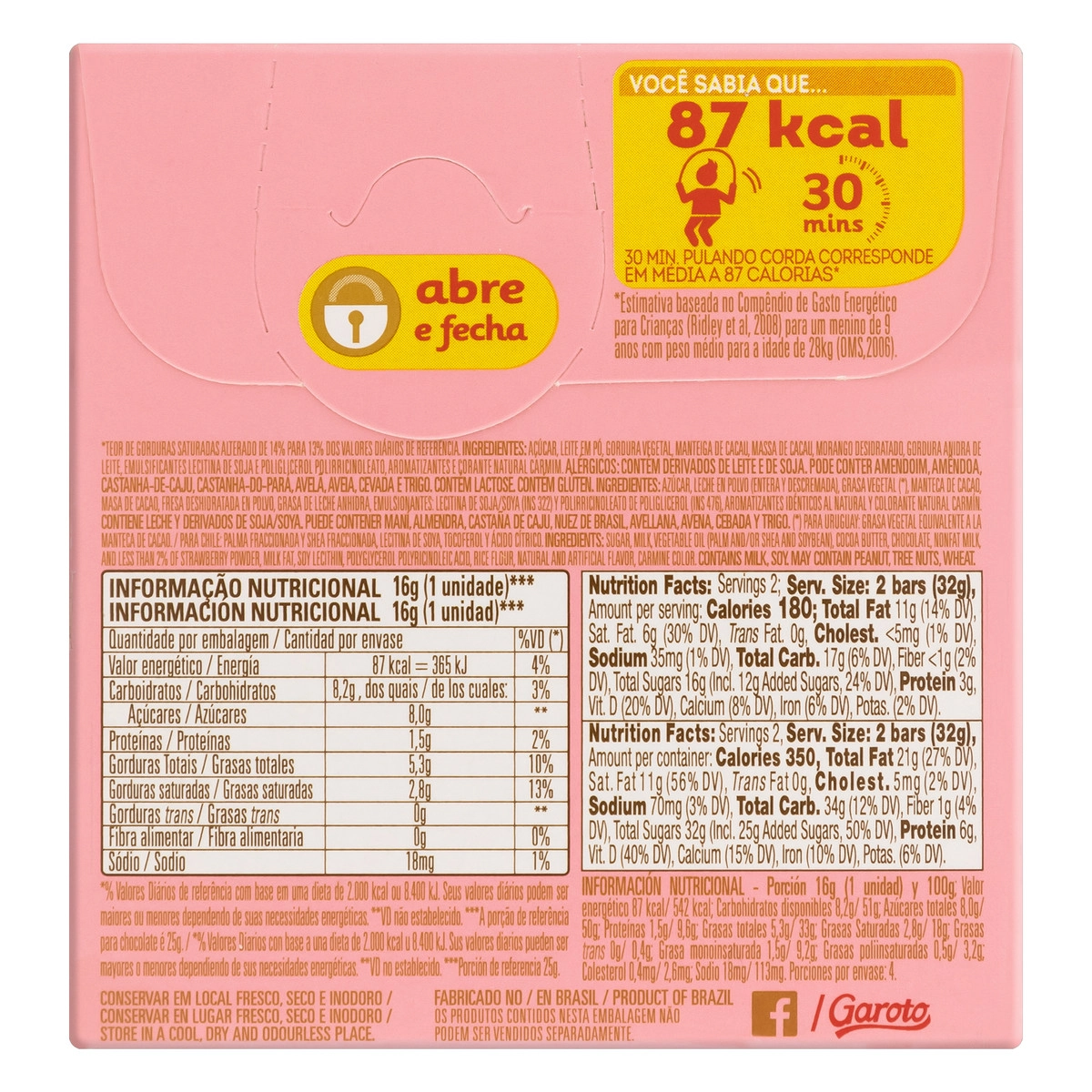 Baton Bastao Rech Morango 12 10x64g Br