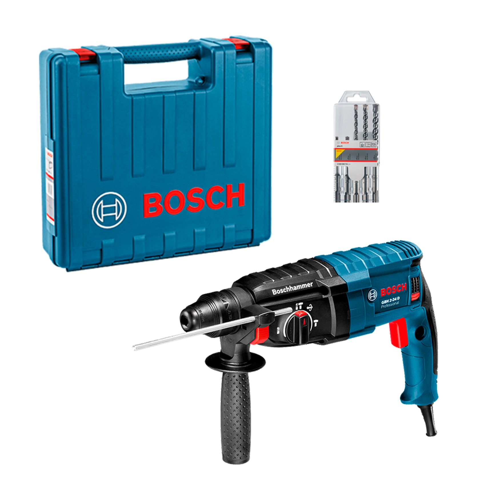 Martelete Perfurador Rompedor Bosch Heavy Duty com Kit de Brocas e Maleta SDS Plus 820W 2,7J GBH 2 24 D 127V
