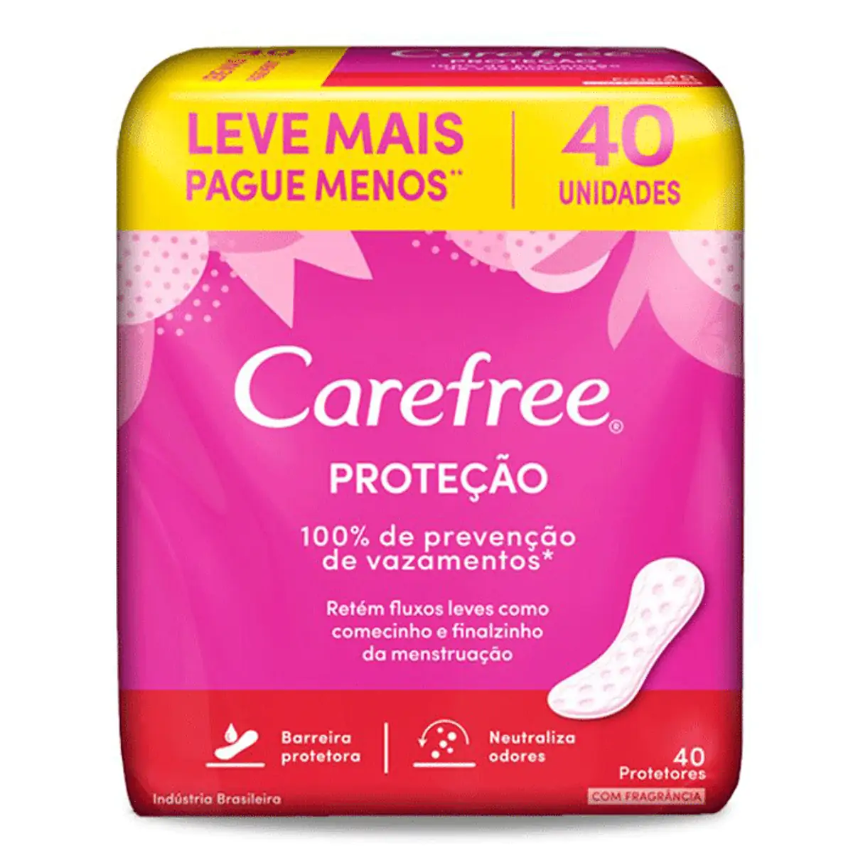 Protetor Diário sem Abas Carefree Proteção 40 unidades