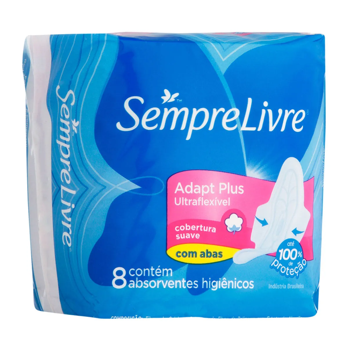 Absorvente com Abas Cobertura Suave Sempre Livre Adapt Plus Ultra Flexível com 8 unidades