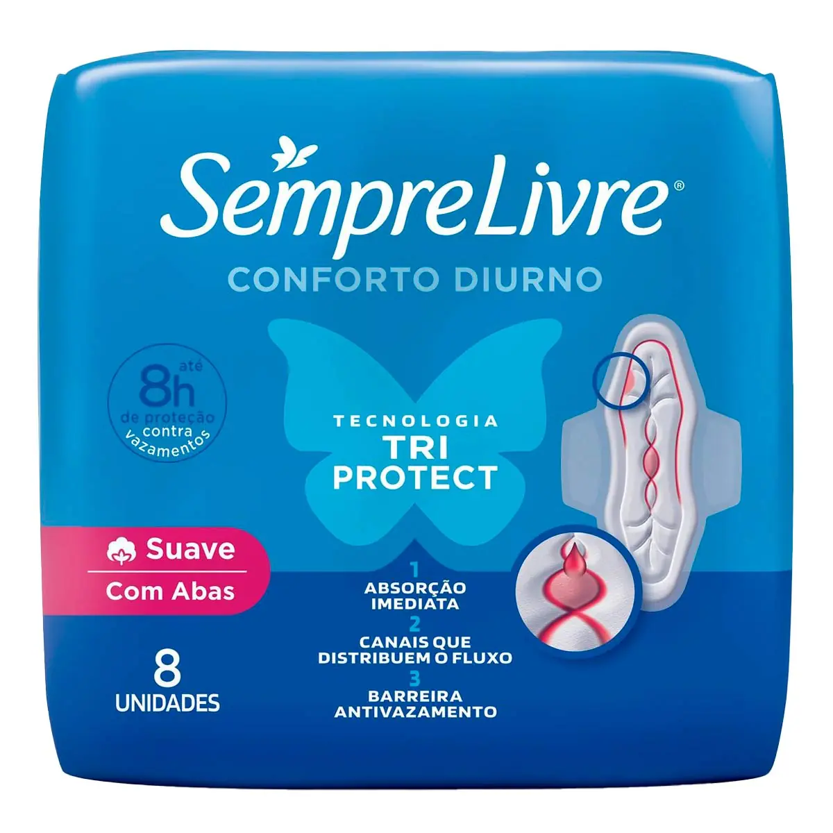 Absorvente com Abas Malha Suave Sempre Livre Adapt Plus 8 Unidades