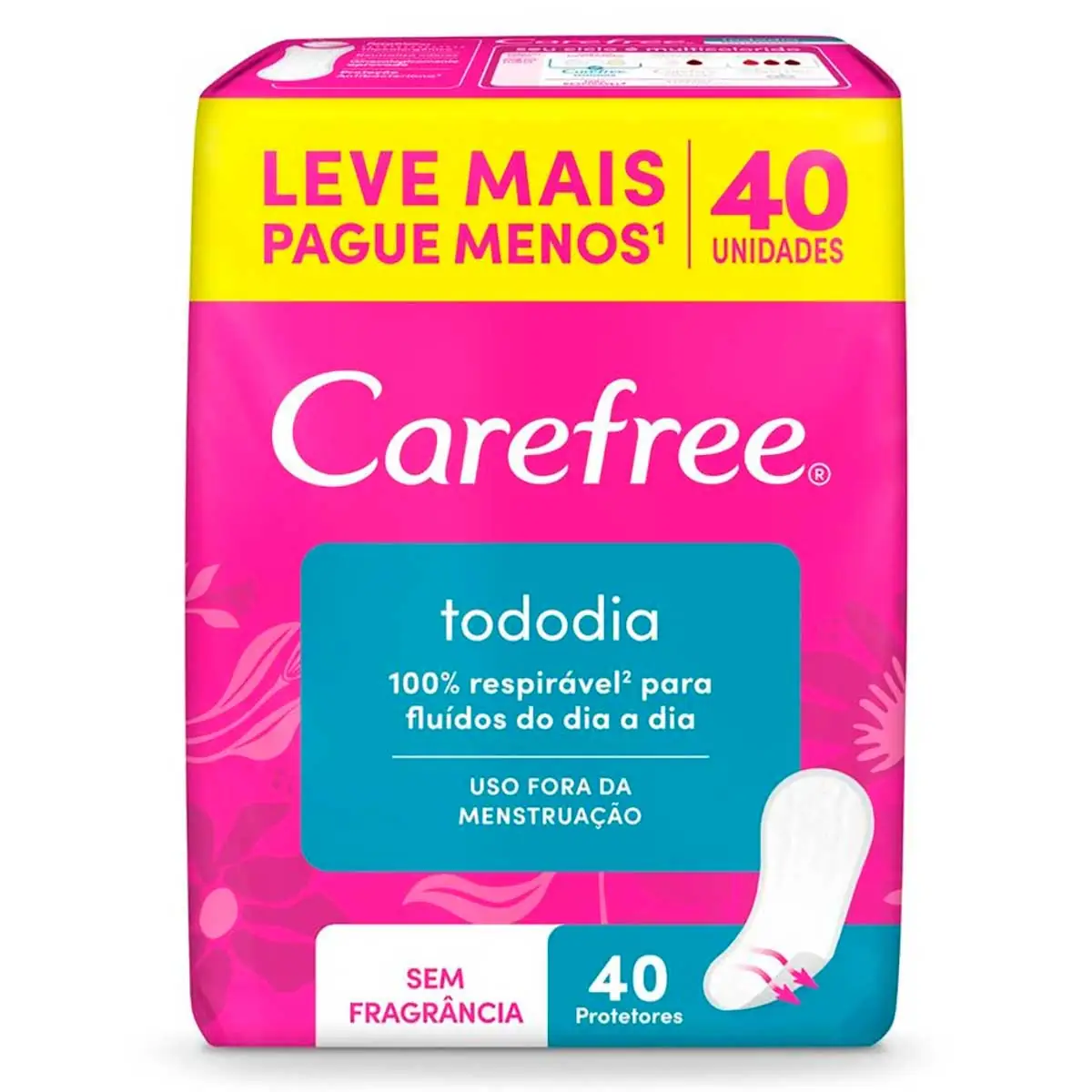 Protetor Diário Todo Dia sem Perfume Carefree 40 Unidades