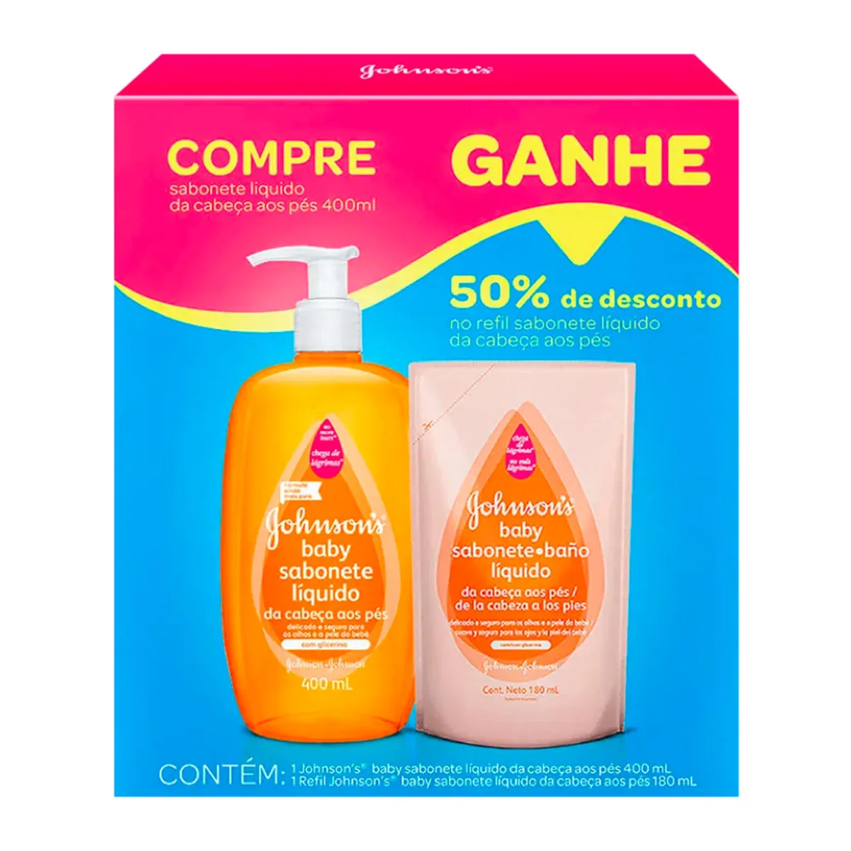 Sabonete Líquido para Bebê Johnson's Baby 400ml + Refil de 180 ml