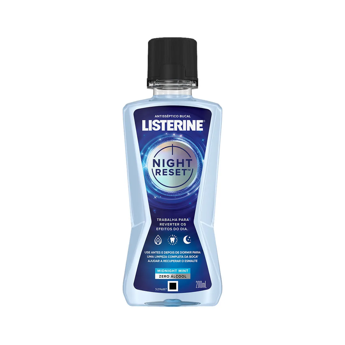 Enxaguante Bucal Antisséptico Zero álcool Midnight Mint Listerine Night Reset Frasco 200ml