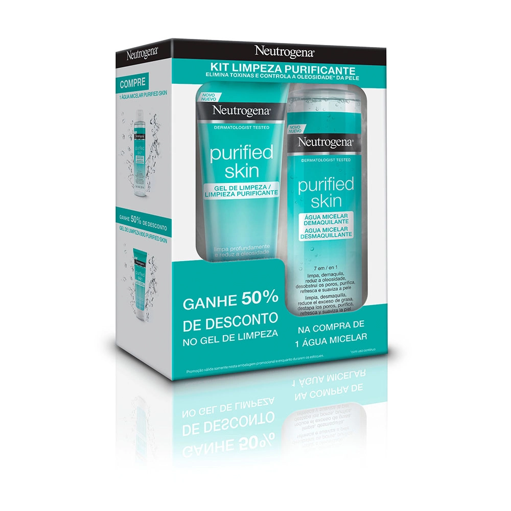 Kit água Micelar Demaquilante Neutrogena Purified Skin 200ml Grátis 50 De Desconto No Gel De Limpeza