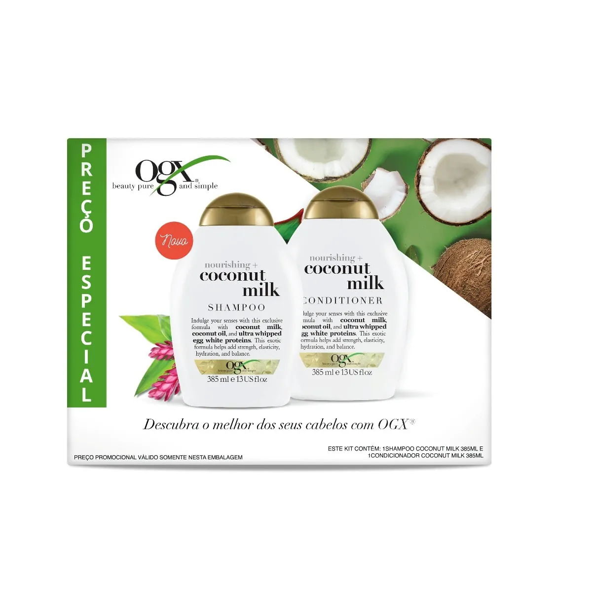 Kit Shampoo Condicionador Ogx 385ml Coconut Milk