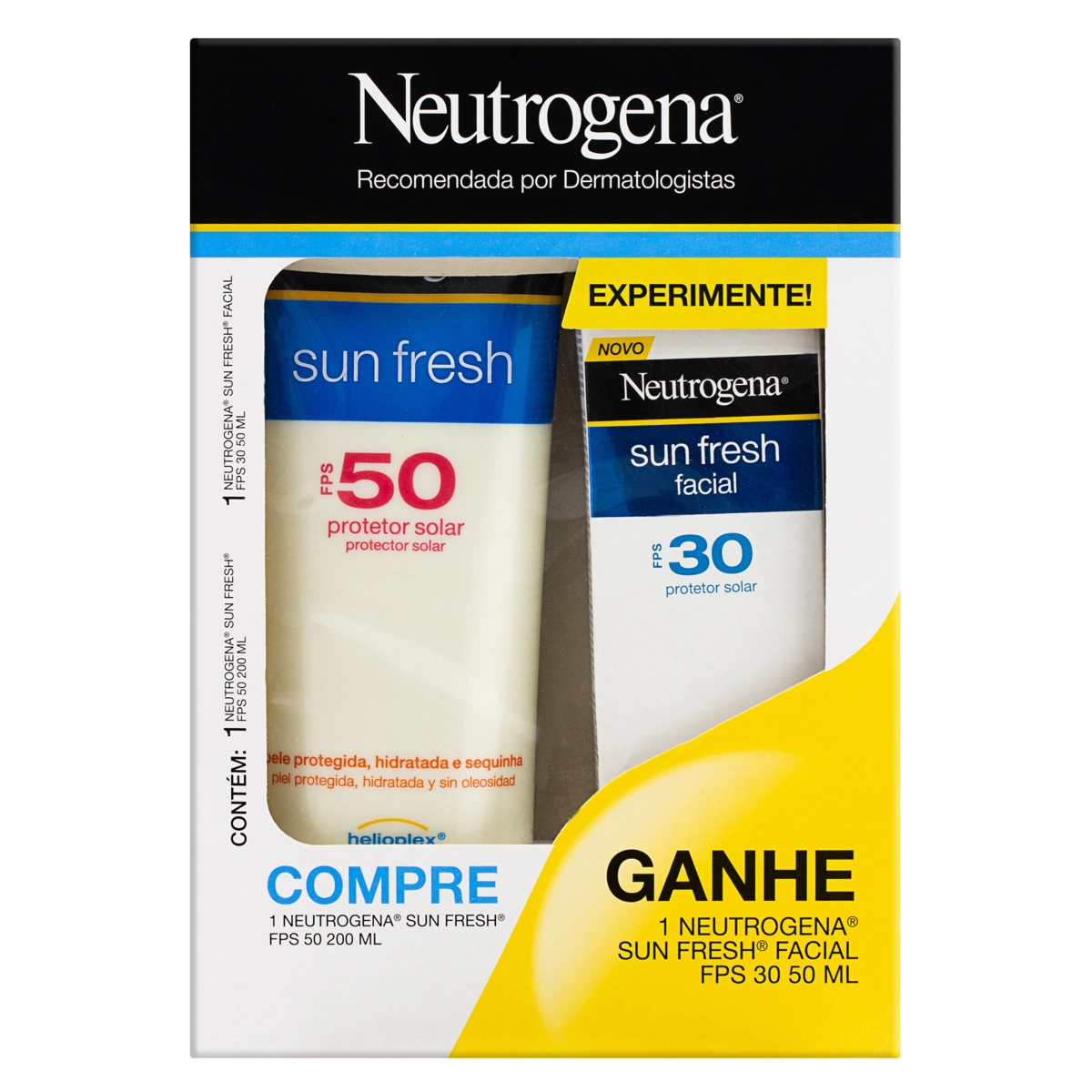 Kit Protetor Solar Fps 50 200ml Grátis Protetor Solar Facial Fps 30 Neutrogena Sun Fresh 50ml