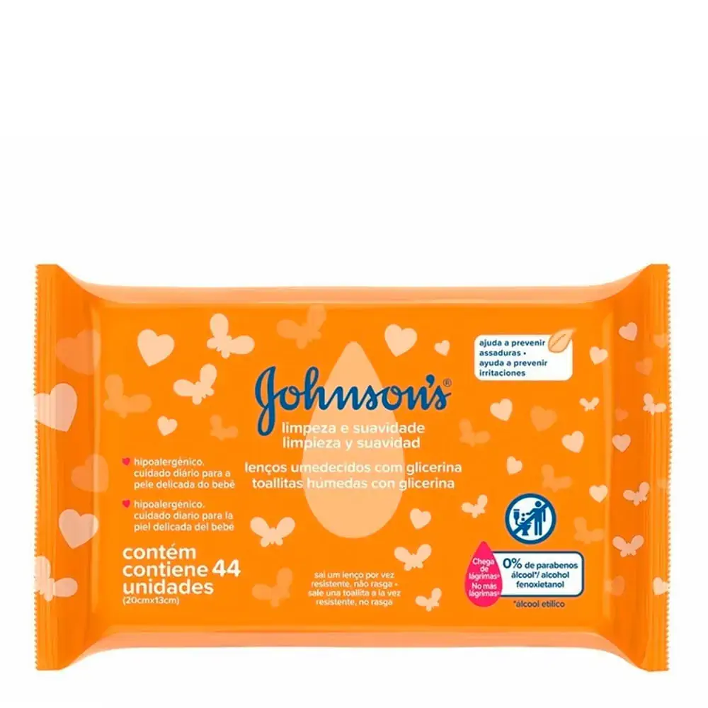 Lenço Umedecido Johnsons Limpeza Suave 44 Unidades