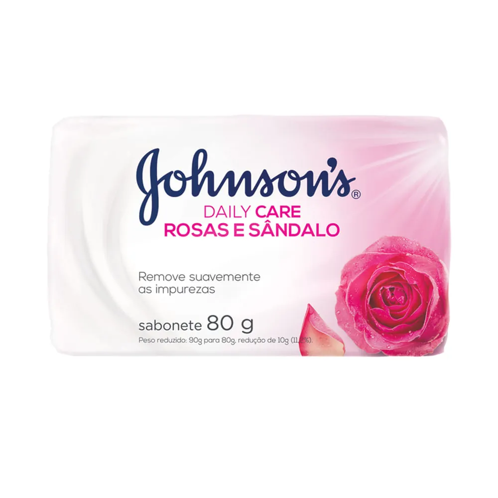 Sabonete Barra Rosas E Sândalo Johnsons Daily Care Envoltório 80g