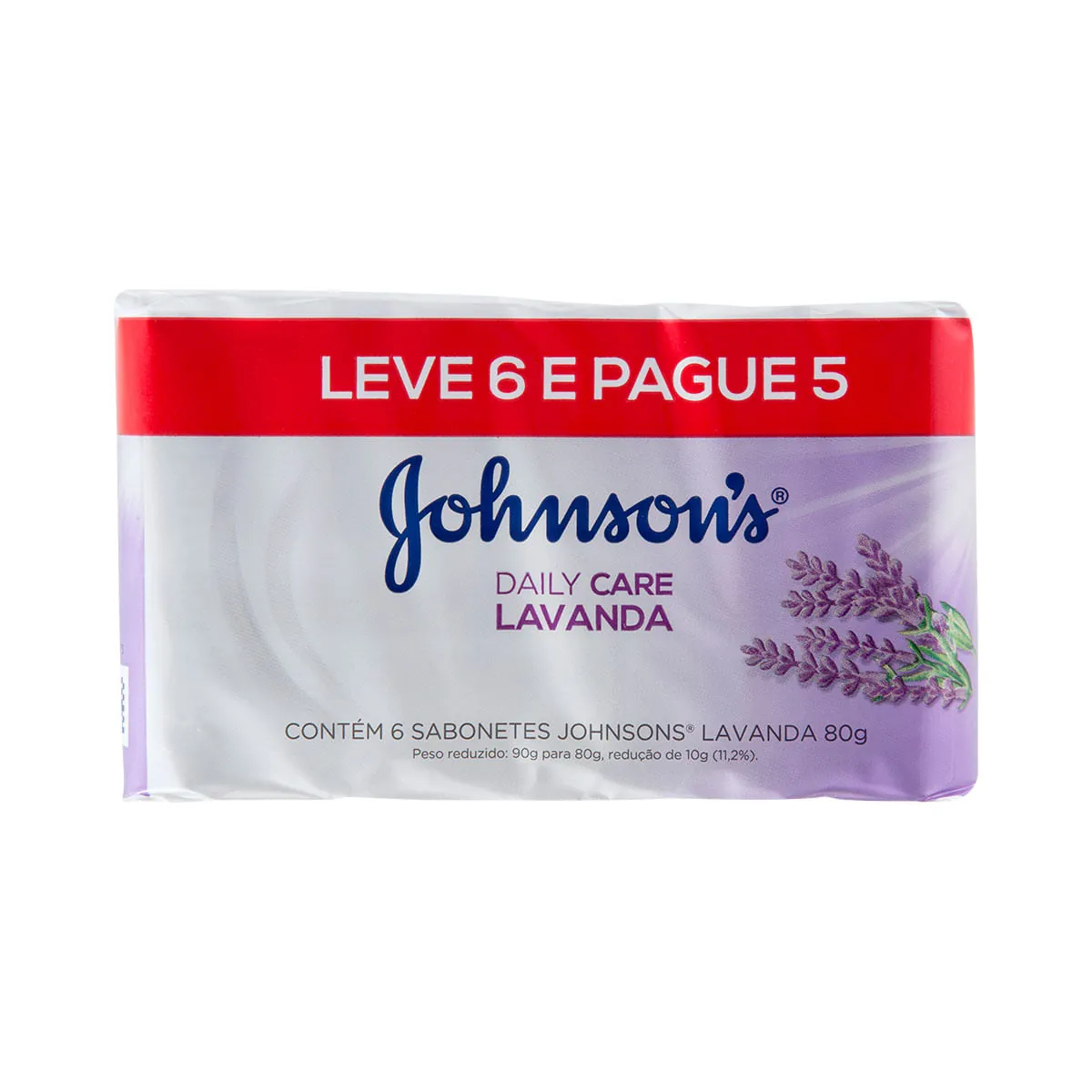 Sabonete em barra Johnson's Daily Care Lavanda Leve 6, Pague 5 - 80 g cada