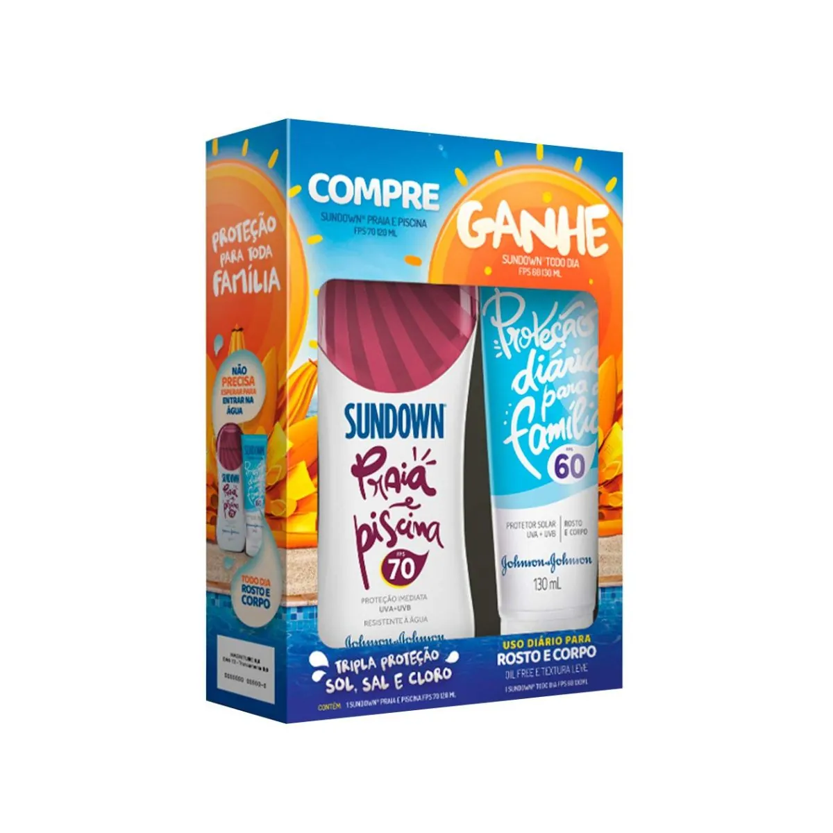 Kit Sundown praia e piscina com FPS70 120 ml FP60 130 ml