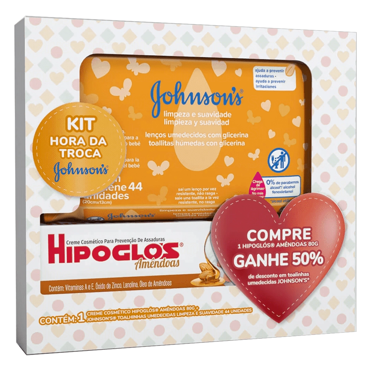 Kit Creme Preventivo De Assaduras Amêndoas Hipoglós 80g Grátis 50 De Desconto Na Toalhinha Umedecida