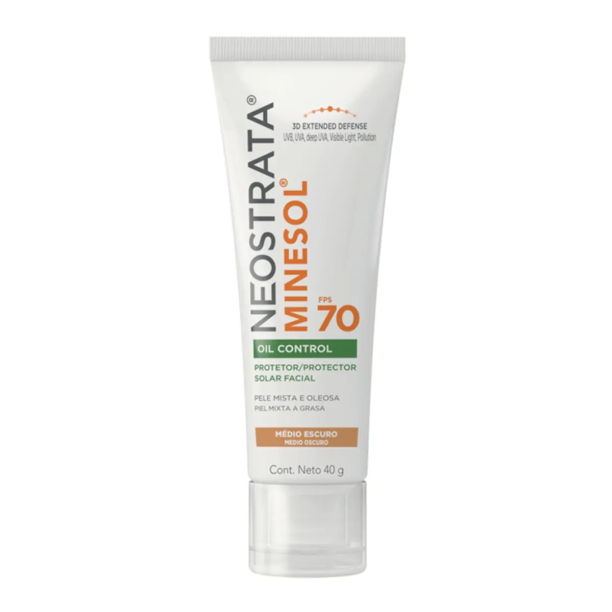 Protetor Solar Neostrata Minesol FPS 70 Oil Control Facial com Cor Pele Morena Mais com 40 g