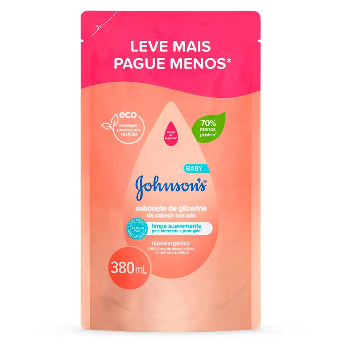 Sabonete Líquido Infantil Johnson¿s Baby Da Cabeça Aos Pés de Glicerina 380 ml