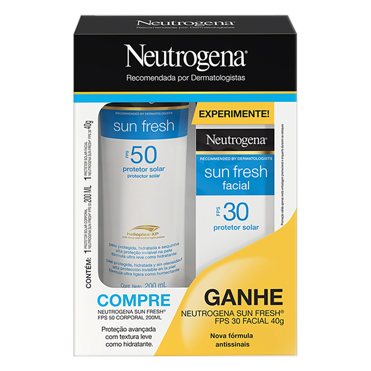 Kit Protetor Solar Fps 50 Neutrogena Sun Fresh 200ml Grátis Protetor Solar Facial Fps 30 40g