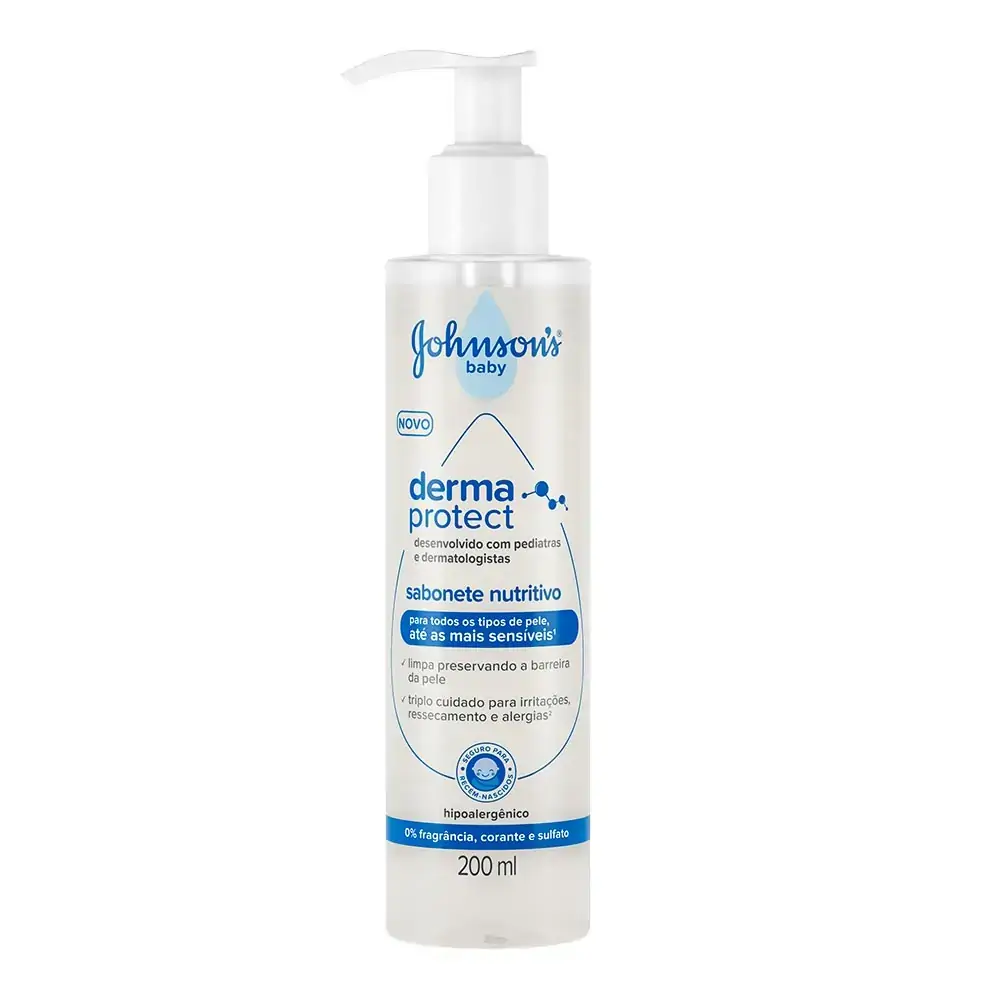 Sabonete Líquido Nutritivo Sem Fragrância Johnsons Baby Derma Protect Frasco 200ml