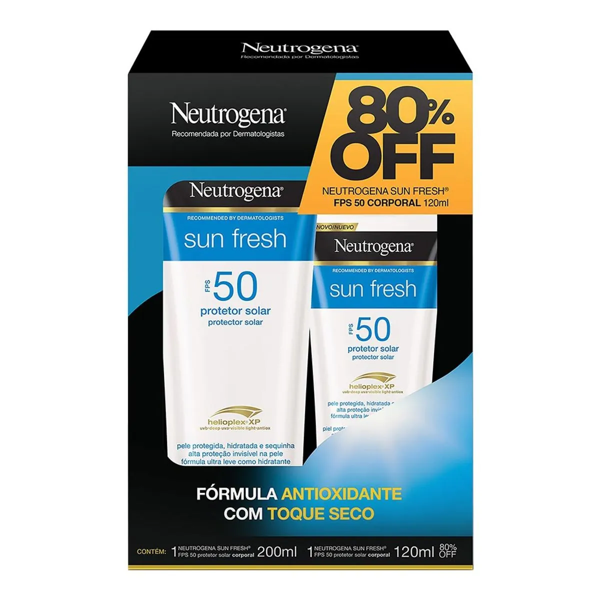Kit Protetor Solar Corporal Toque Seco Fps 50 200ml Protetor Solar Corporal Fps 50 120ml Neutrogena