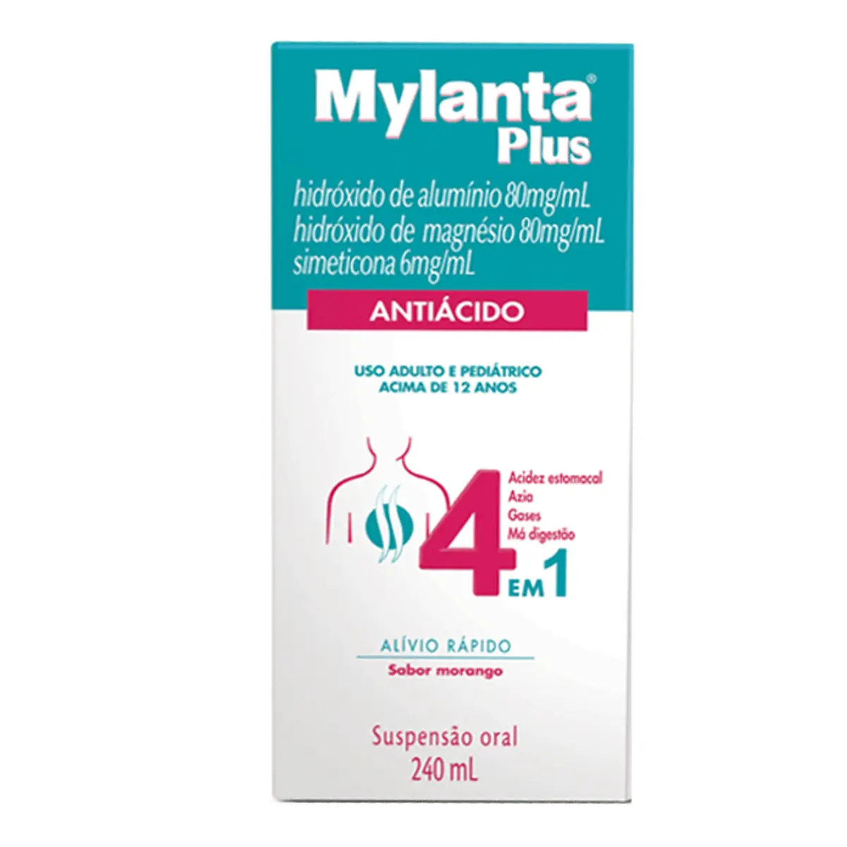 Mylanta Plus 80mg/ml Morango Caixa 240ml Suspensão Oral