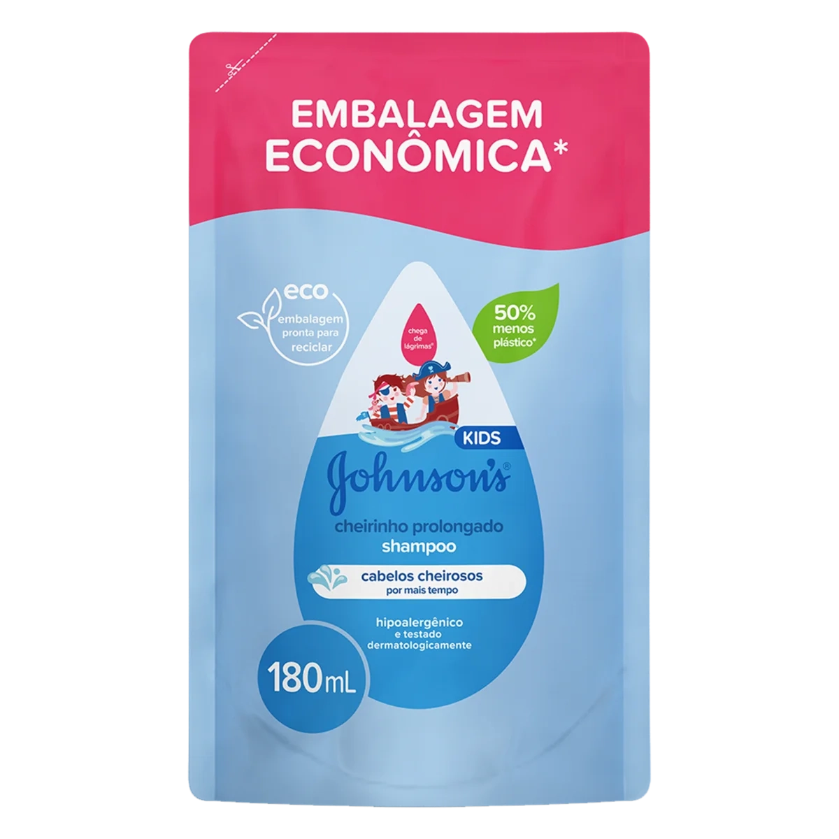 Shampoo Johnsons Kids Cheirinho Prolongado Sachê 180ml Embalagem Econômica