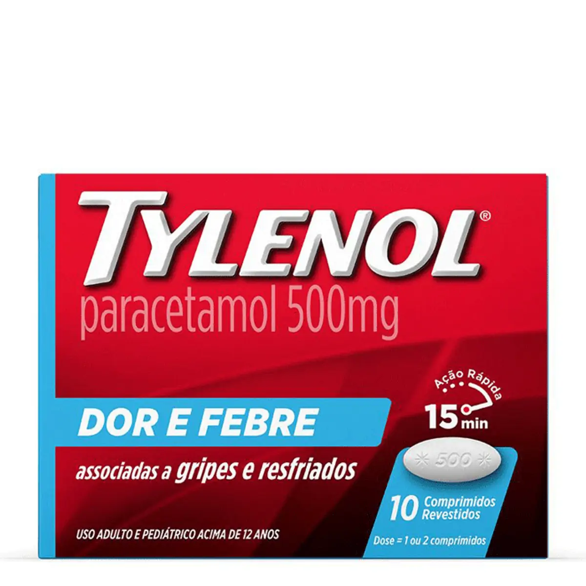 Tylenol 500mg Caixa 10 Comprimidos Revestidos
