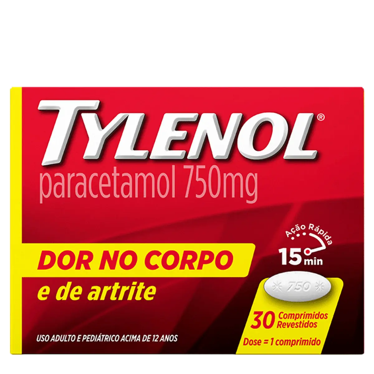 Tylenol 750mg Caixa 30 Comprimidos Revestidos