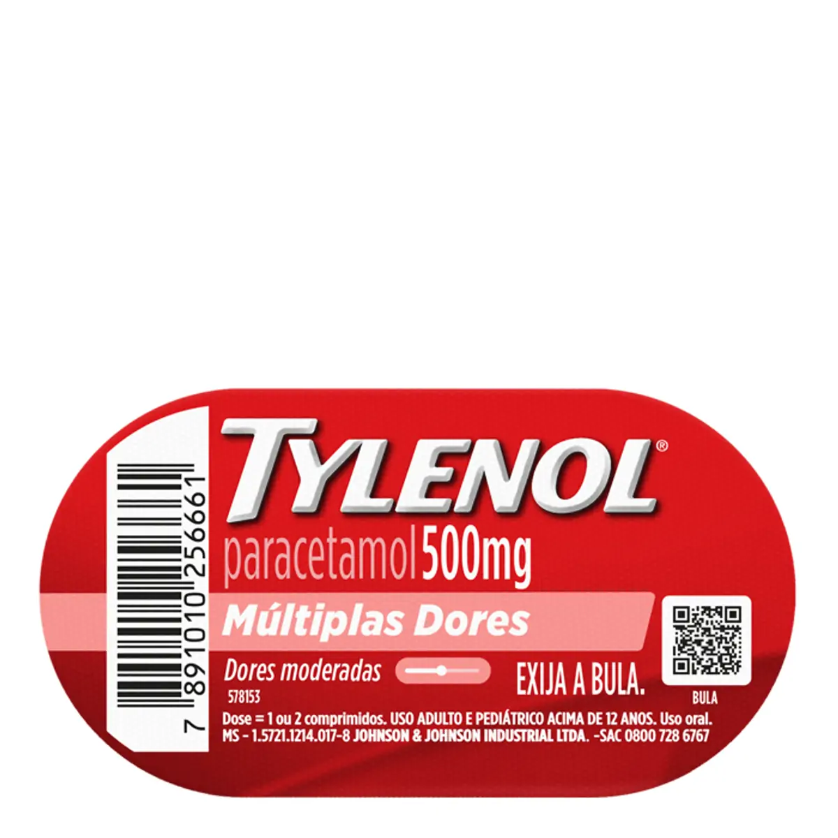 Tylenol 500mg Cartela 4 Comprimidos Revestidos