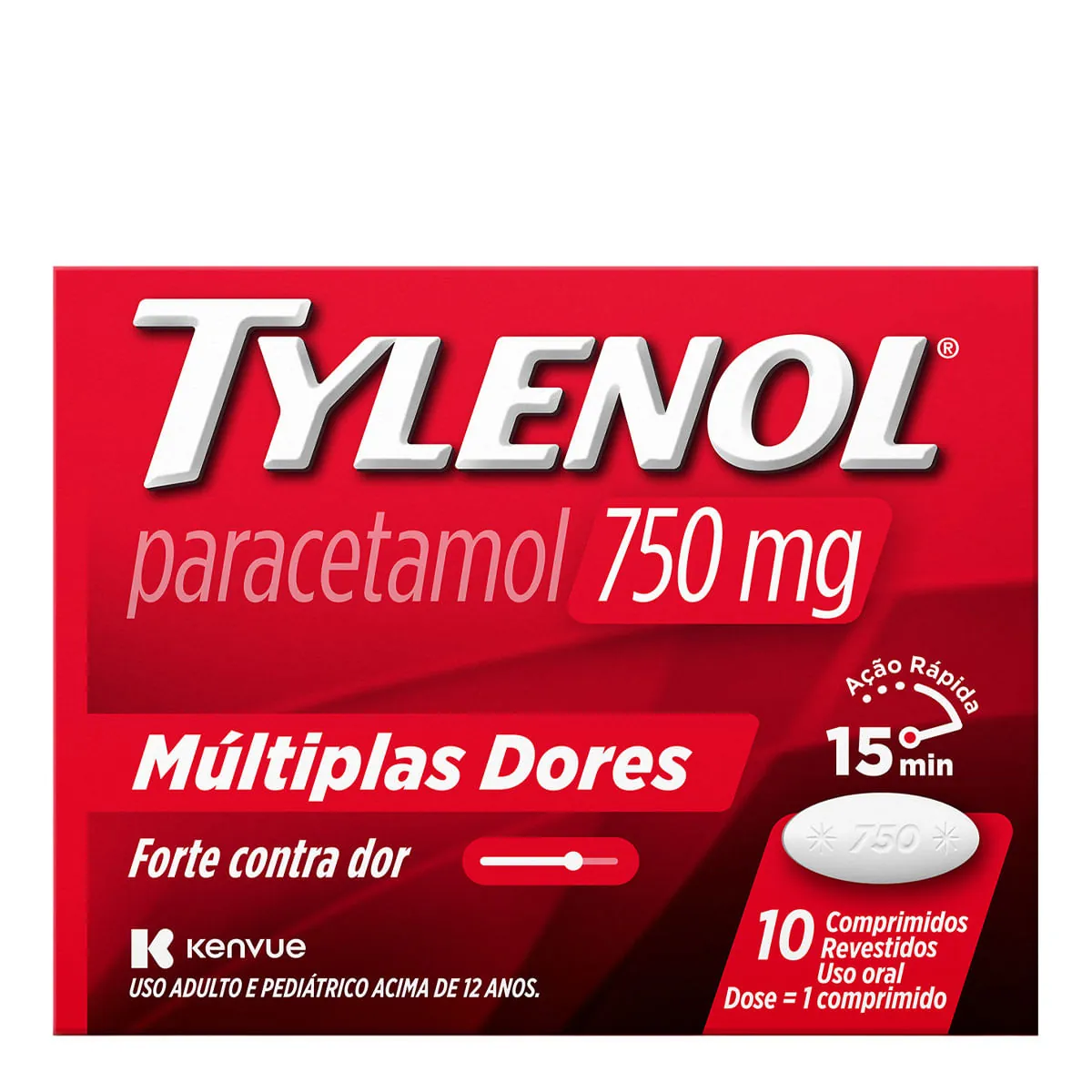 Tylenol 750mg Caixa 10 Comprimidos Revestidos
