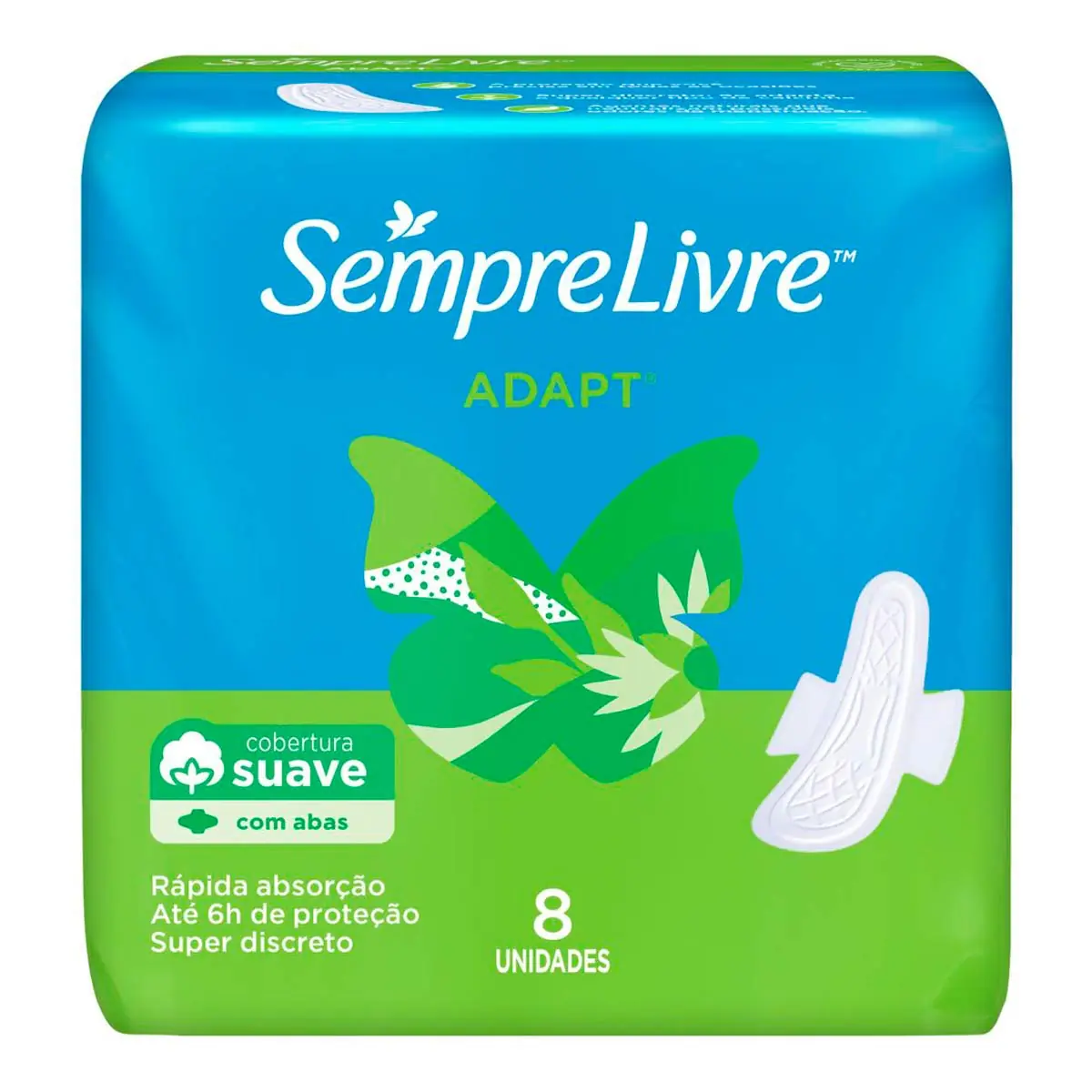 Absorvente com Abas Malha Suave Sempre Livre Adapt 8 Unidades