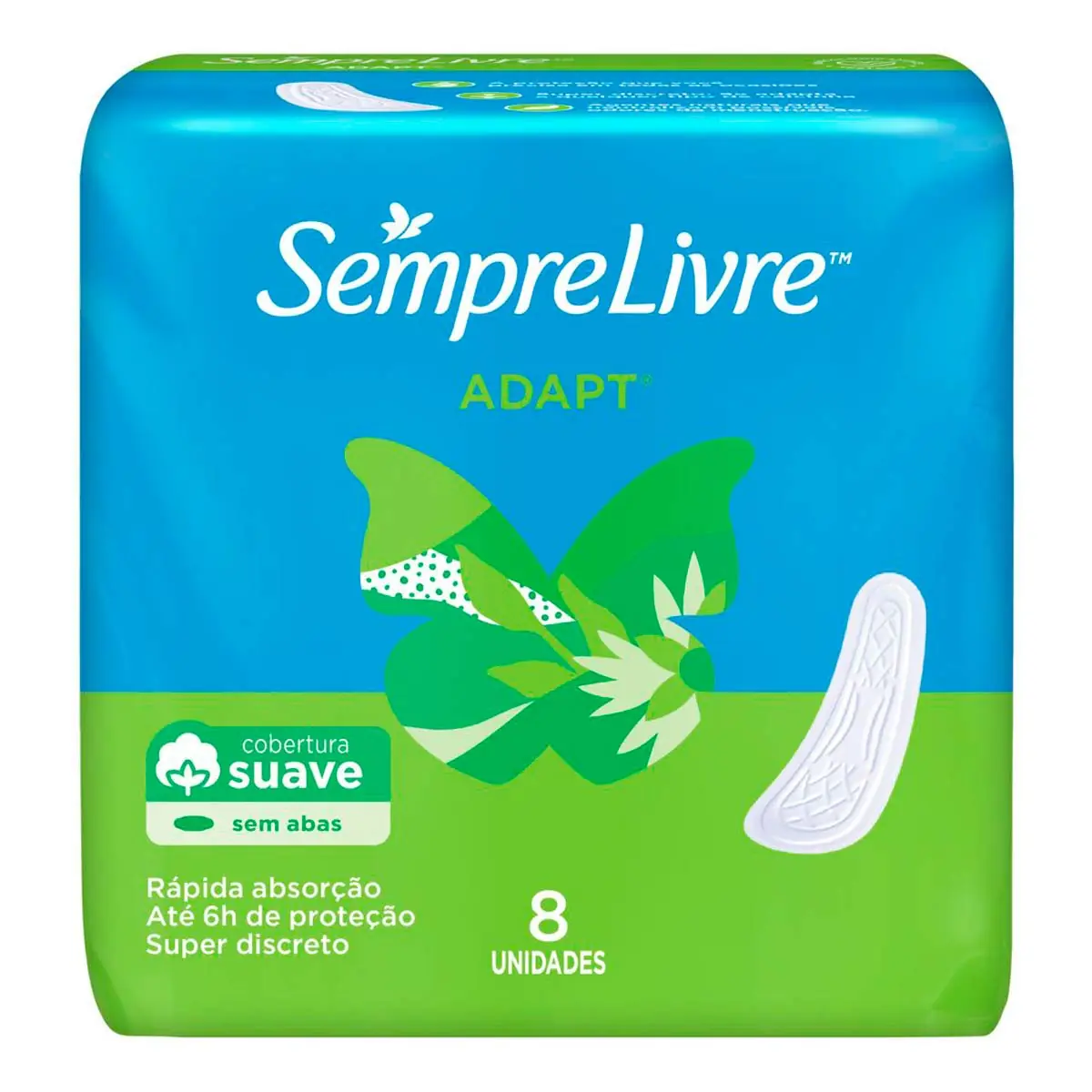 Absorvente sem Abas Malha Suave Sempre Livre Adapt 8 Unidades