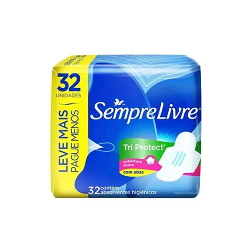 Absorvente Com Abas Suave Sempre Livre Tri Protect Pacote 32 Unidades Leve Mais Pague Menos