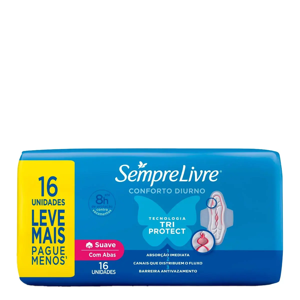 Absorvente com Abas Malha Suave Sempre Livre Adapt Plus 16 Unidades