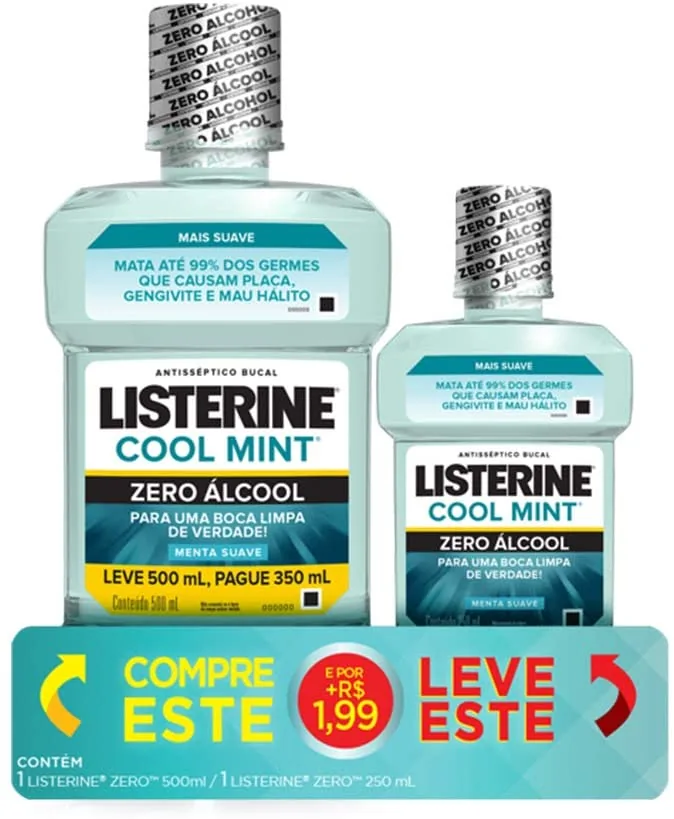 Enxaguante Bucal sem Álcool Listerine Zero Sabor Menta Suave 750ml