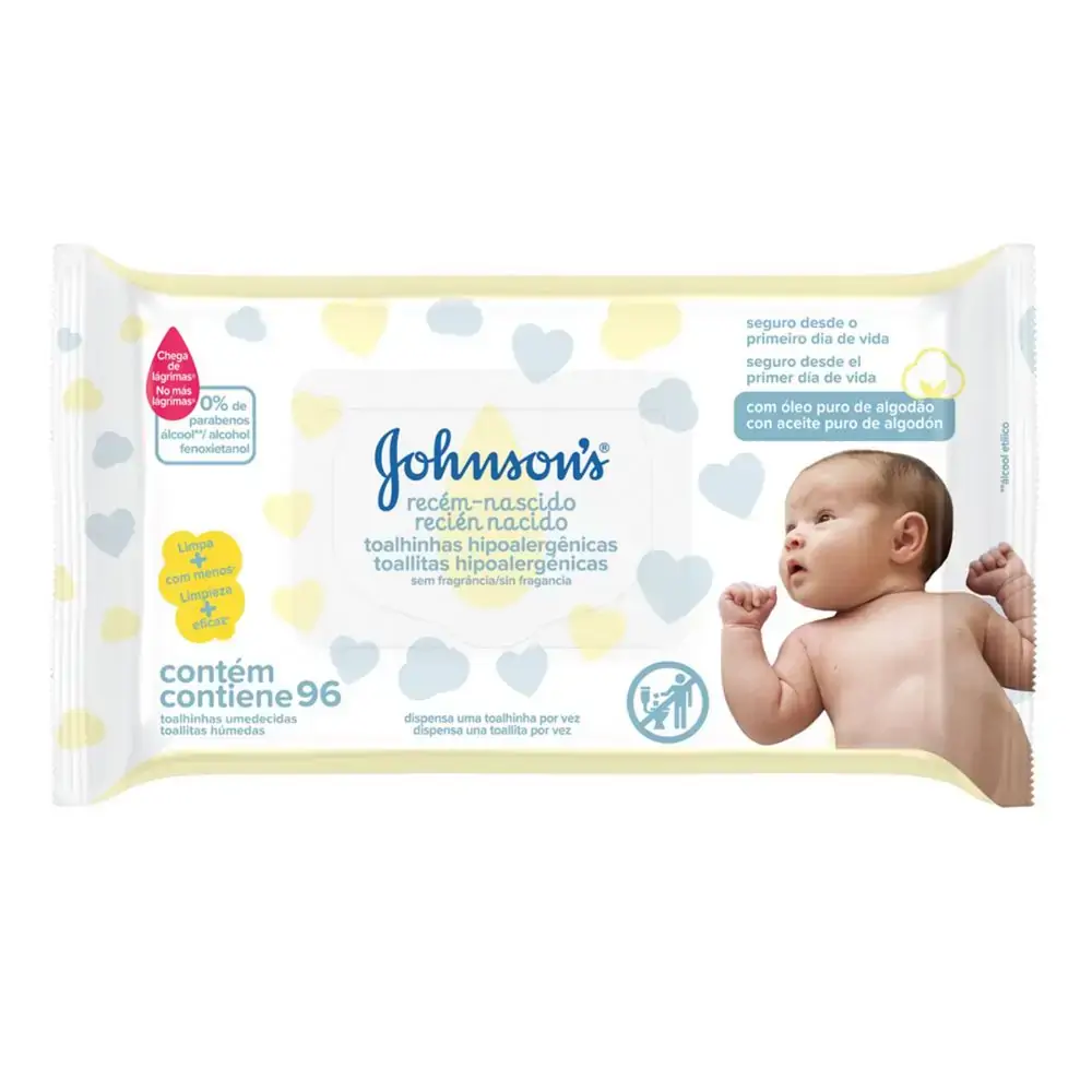 Toalha Umedecida Johnson's Baby Recém-Nascido 96 Unidades