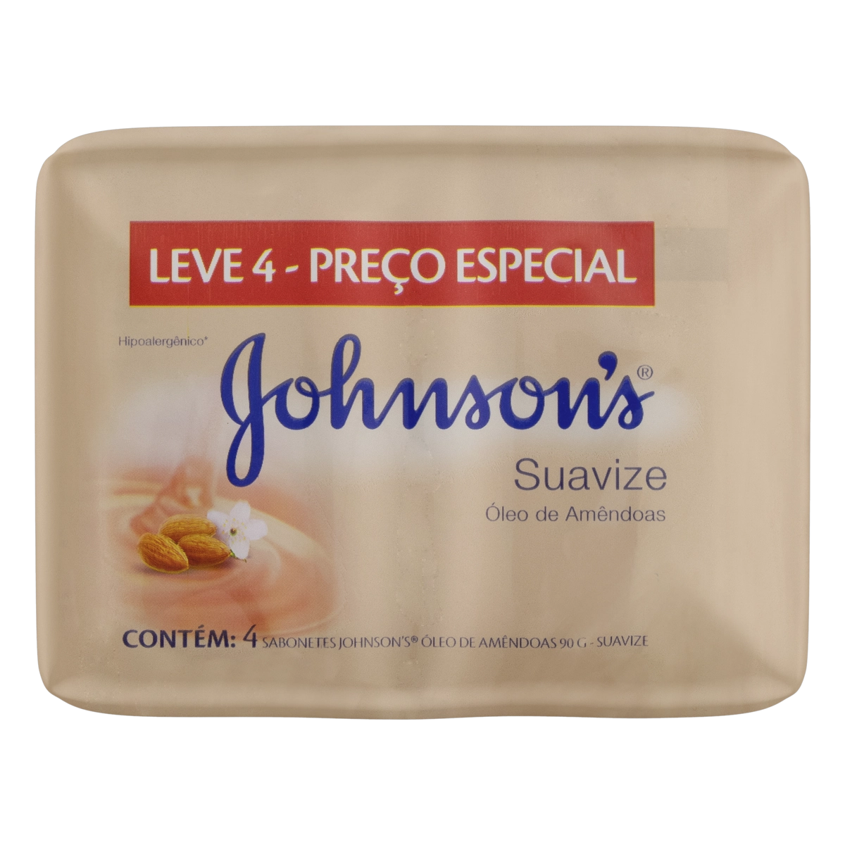 Pack Sabonete Barra óleo De Amêndoas Johnsons Suavize Envoltório 90g Cada 4 Unidades