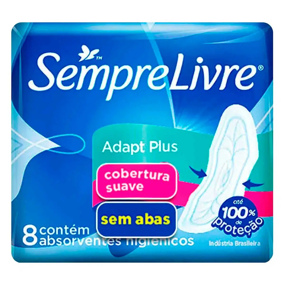 Absorvente Com Abas Seca Sempre Livre Adapt Plus Pacote 8 Unidades