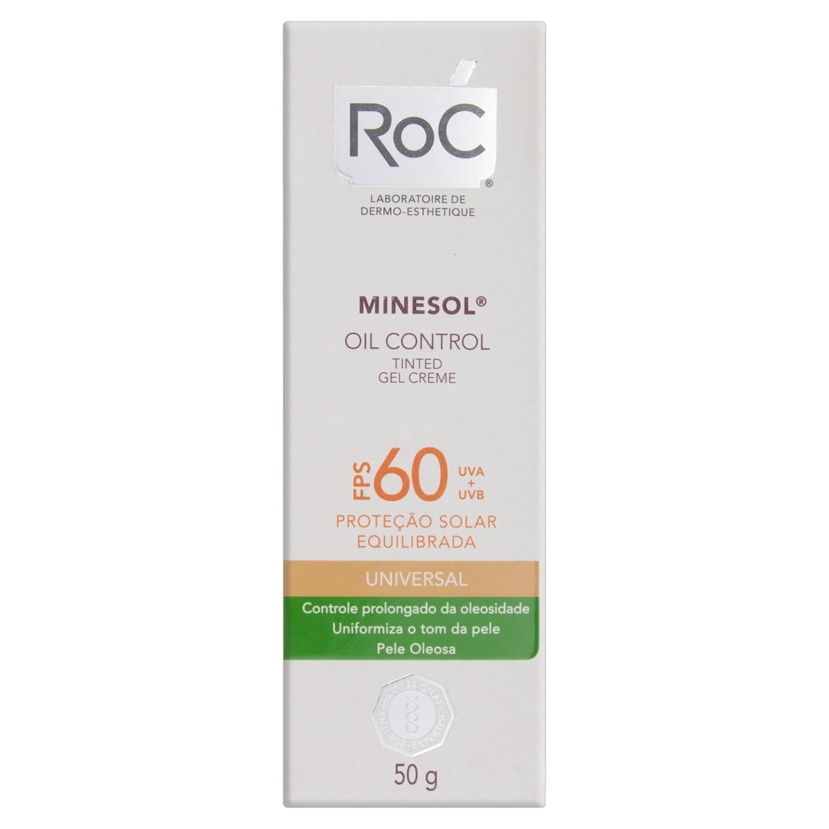 Protetor Solar Tinted Gel Creme Fps 60 Universal Roc Minesol Caixa 50g