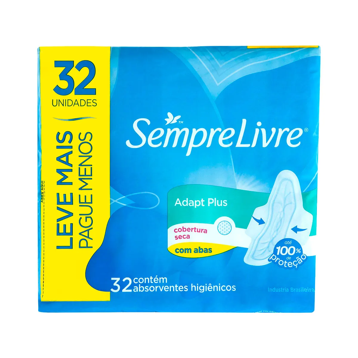 Absorvente Com Abas Seca Sempre Livre Adapt Plus Pacote 32 Unidades Leve Mais Pague Menos