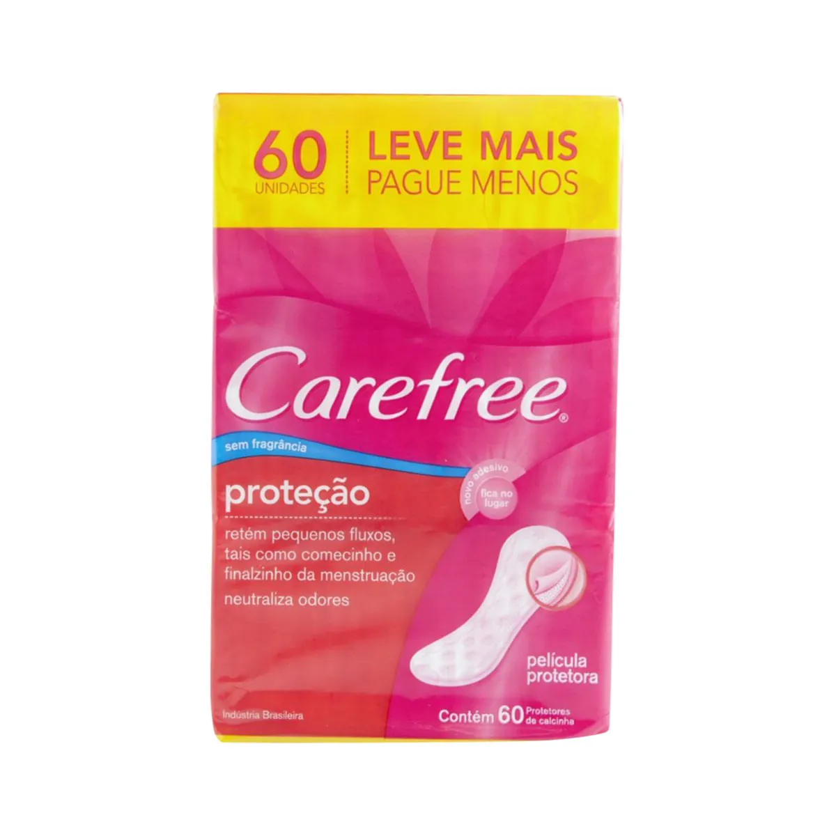 Absorvente Diário sem Abas Carefree Proteção com 60 Unidades