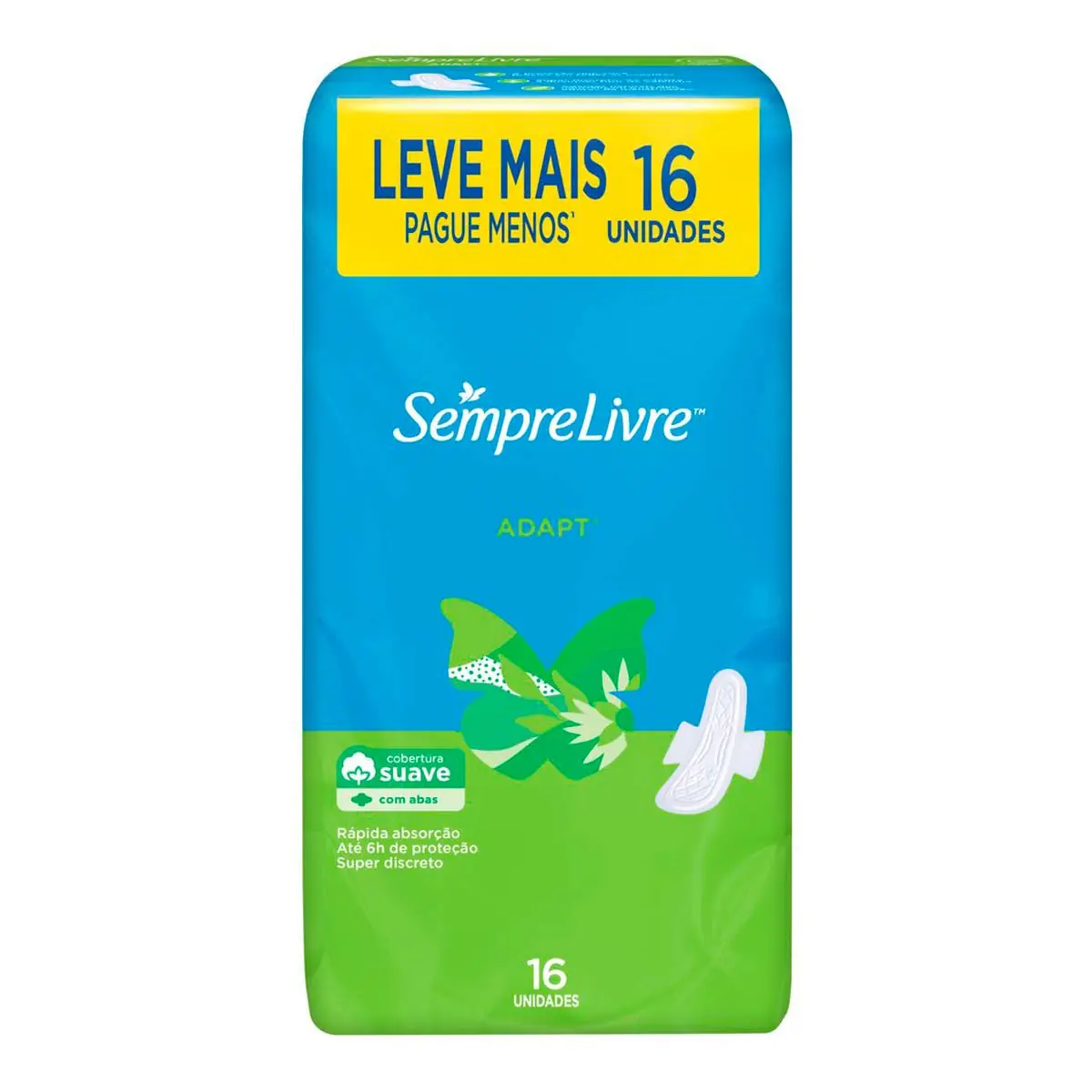 Absorvente com Abas Malha Suave Sempre Livre Adapt 16 Unidades