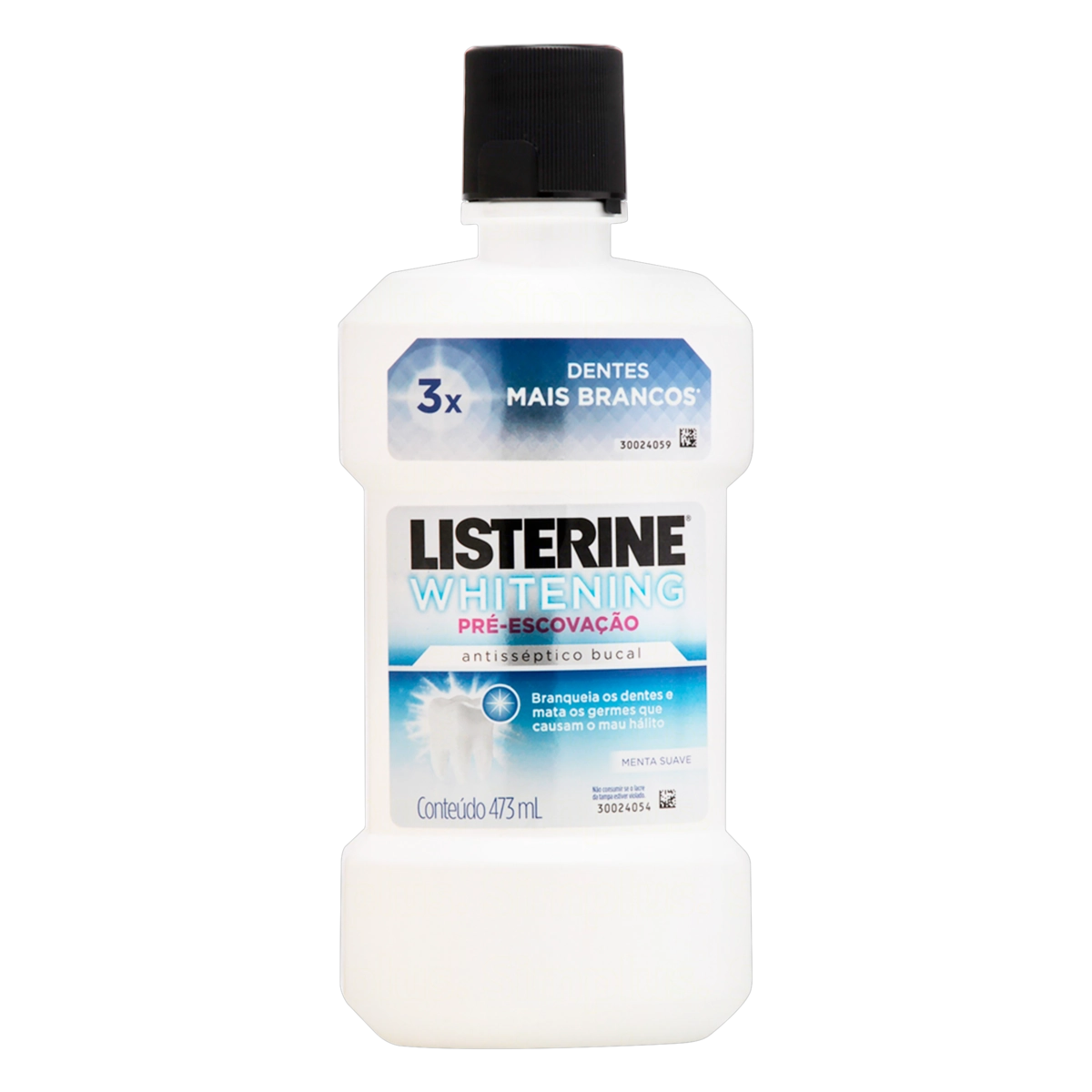 Enxaguante Bucal Antisséptico Menta Suave Listerine Whitening Pré Escovação Frasco 473ml