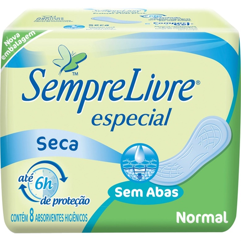 Absorvente Sem Abas Seca Sempre Livre Normal Pacote 8 Unidades