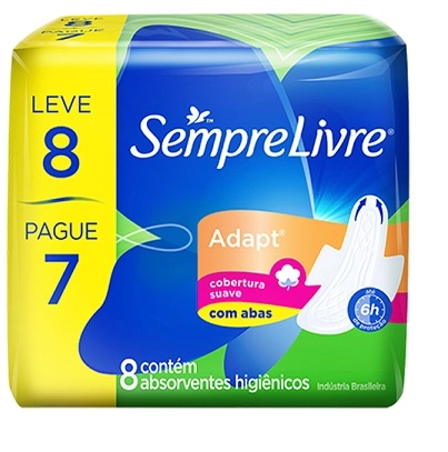 Absorvente Com Abas Seca Sempre Livre Normal Pacote 8 Unidades