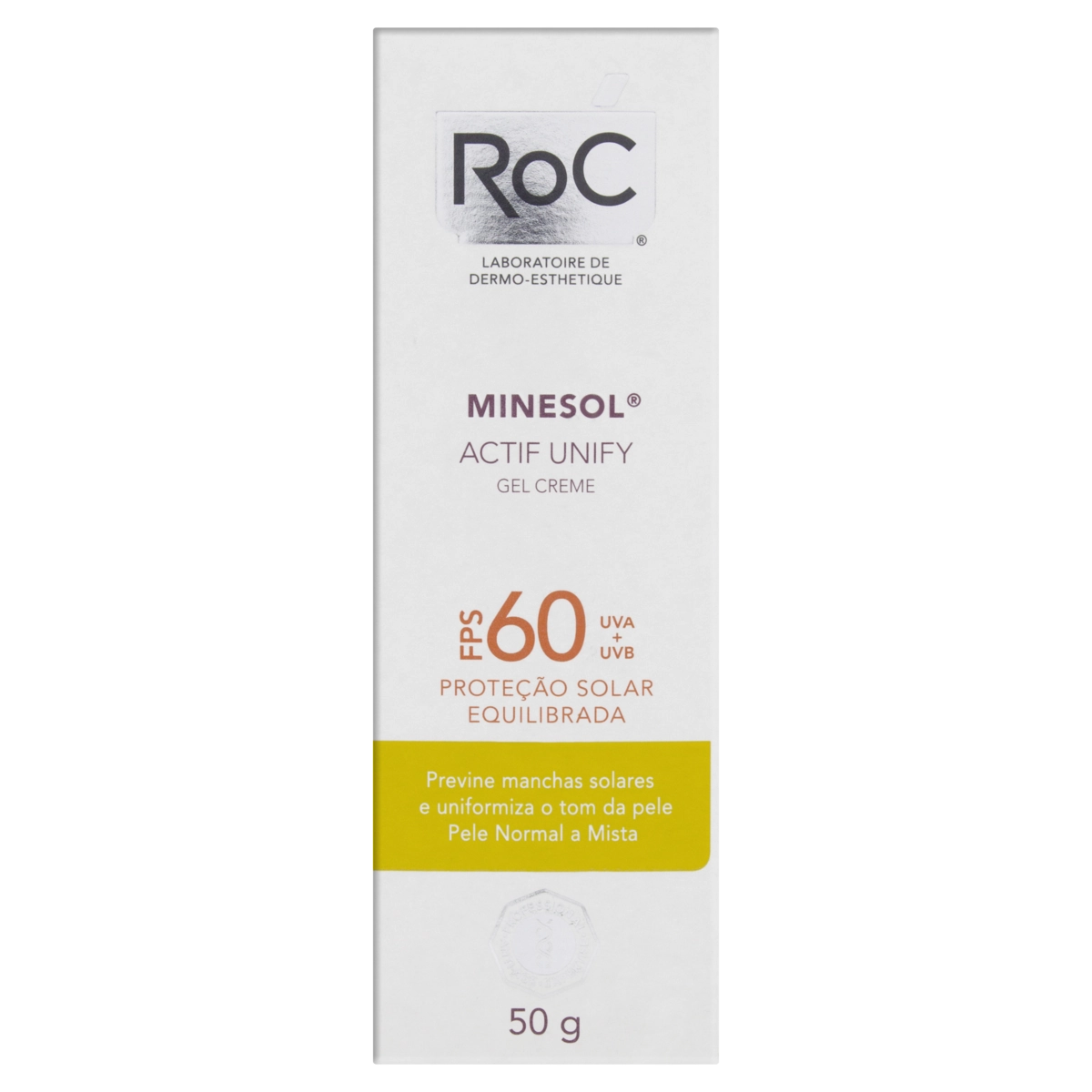 Protetor Solar Fps 60 Roc Minesol Actif Unify Caixa 50g