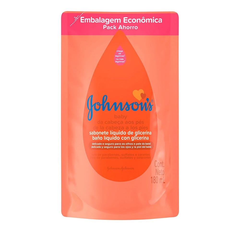 Sabonete Líquido de Glicerina Johnsons Baby Da Cabeça aos Pés Refil 180 ml