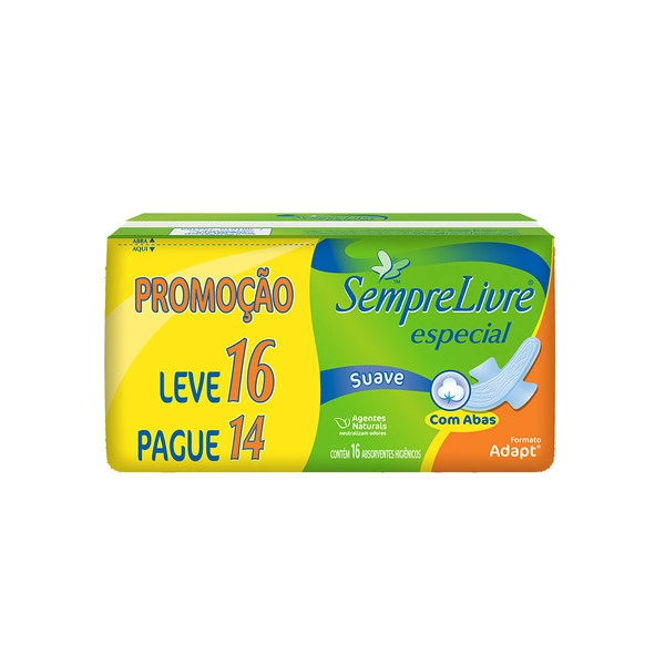 Sempre Livre Especial Adapt Suave Leve 16 Pague 14 Com Abas 16 Unidades