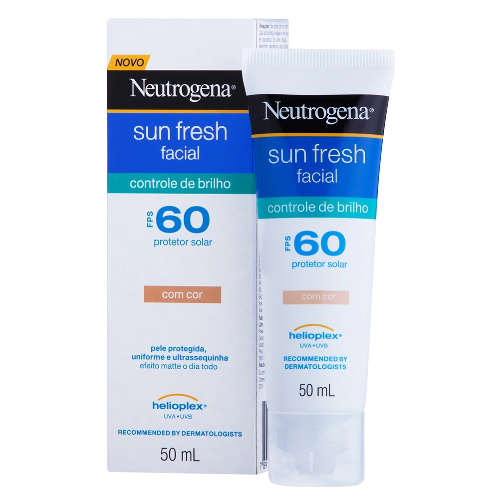 Protetor Solar Facial Controle de Brilho com Cor FPS 60 Neutrogena Sun Fresh Caixa 50ml